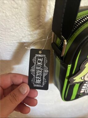 Beetlejuice Green and Black Vertical Belt Bag